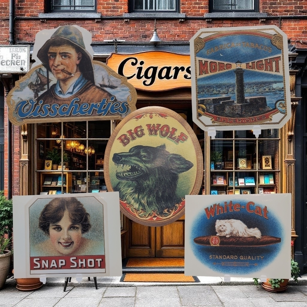 Vintage Cigar Box Decals Set Of 5
